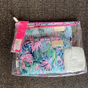NWT Lilly Pulitzer Astwood Pouch Set High Tide Navy Bringing Mermaid Back